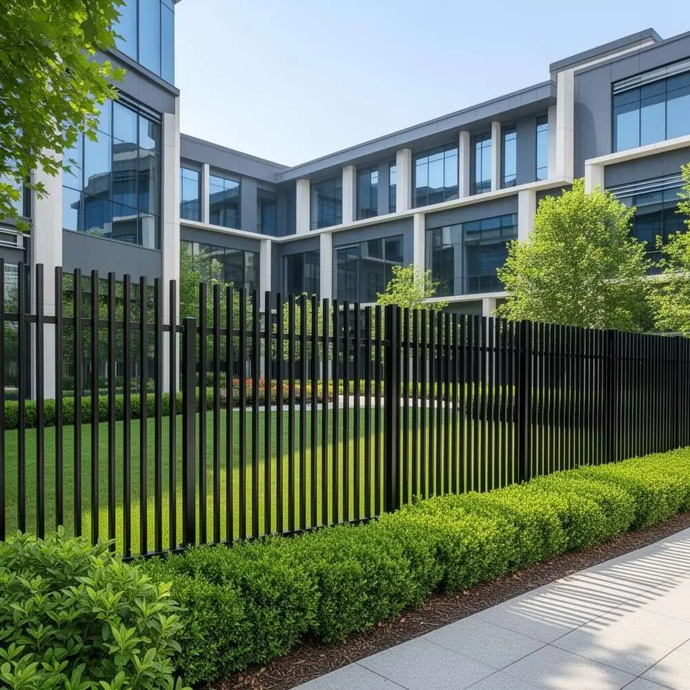 Commercial fence installation of steel and chain link security fence for Austin TX business property by EleFence fence installers